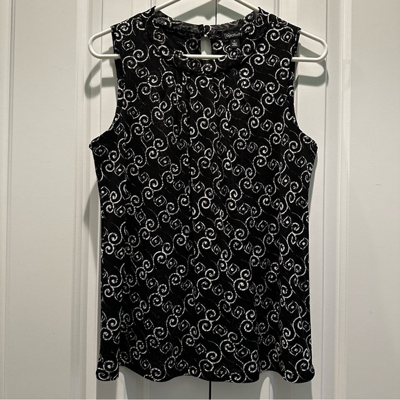 Relativity Sleeveless Swirl Print Black & White Blouse PL - Picture 1 of 16